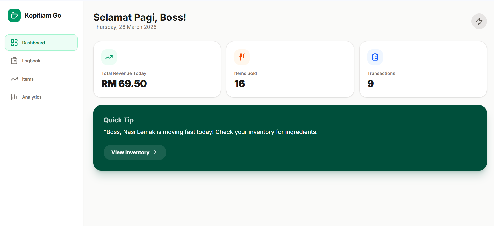 Operations Tracker with AI Insights demo screenshot